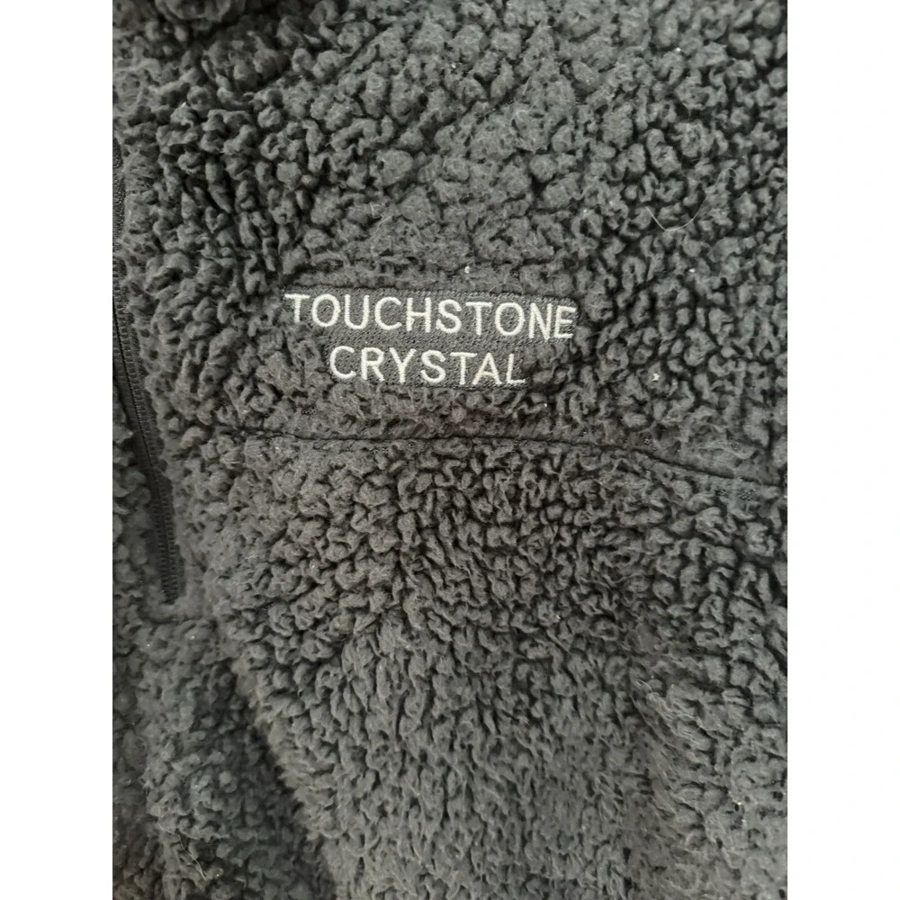 Womens Port‎ Authority Black Sherpa Logo Pullover Jacket XL Touchstone Crystal